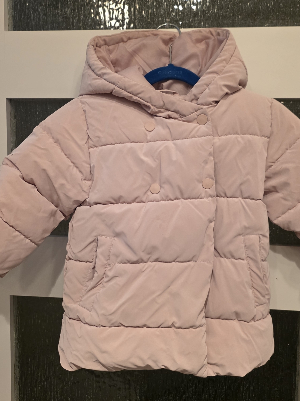 Kids Hooded Puffer Coat - Light Pink